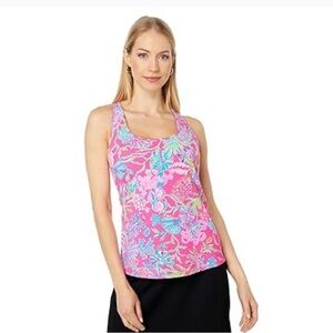 EUC Lilly Pulitzer Mina Bra Tank Pink Isle Shell Me Something Good Sz XS